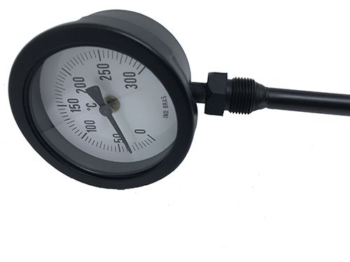 Termômetro horizontal bi metálico aço carbono diâmetro 70 mm com haste de 170 mm – escala temperatura 0/300 graus