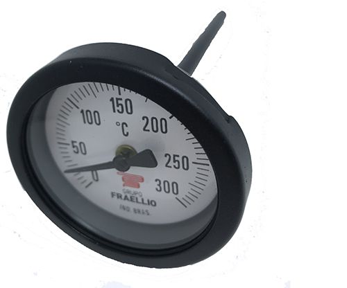 Termômetro vertical bi metálico aço carbono diâmetro 70 mm com haste de 170 mm – escala temperatura 0/300 graus